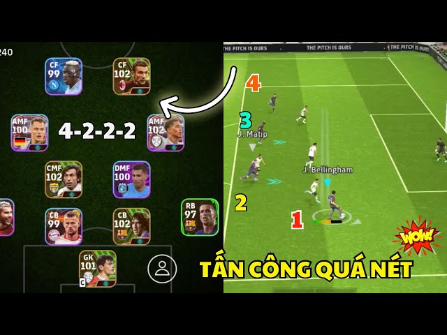 Hướng Dẫn Chơi Sơ Đồ 4-2-2-2 Trong eFootball Mobile 2024• Tấn Công Kiểu Này Mạnh Quá